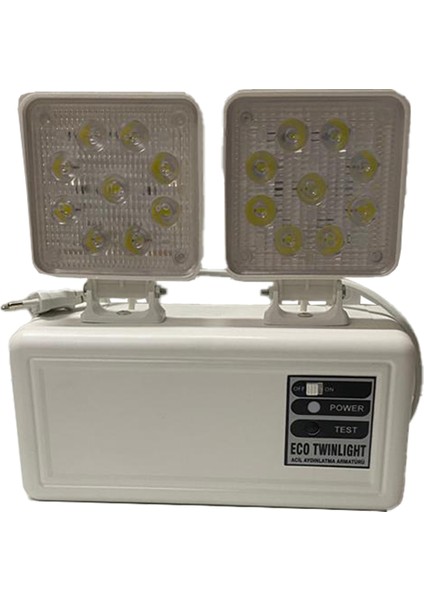 Twinlight-Midi Acil Aydınlatma Armatürü 2X10W-BATARYALI-ACILDE 180 Dak. Aydınlatır