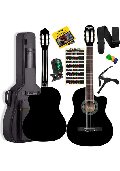 MGX-100BK-BAG Üst Seviye Klasik Gitar 4/4 Sap Ayarlı Gül Klavye (Tuner Çanta Askı Capo Metod Pena) fiyatları