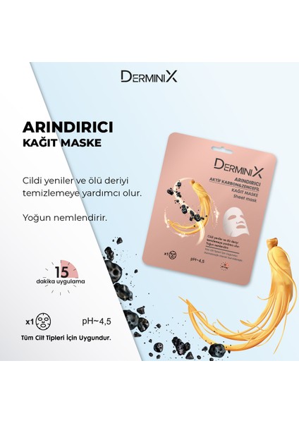 Arındırıcı Kağıt Maske Aktif Karbon ve Zencefil