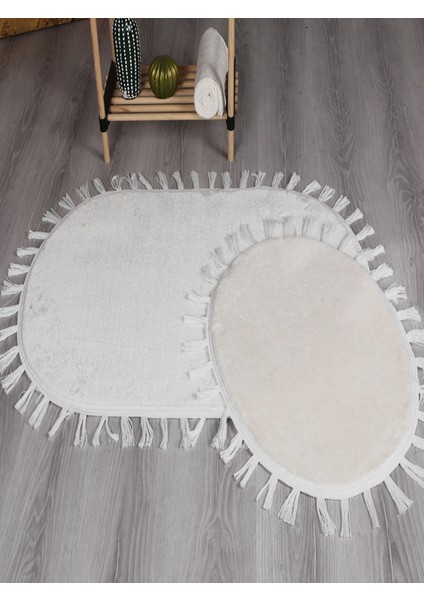 Modern Dekoratif Peluş Puffy Püskül Saçaklı Klozet Takımı 60X100