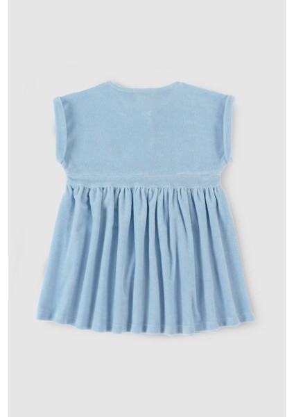 Kısa Kollu Plaj Elbise Mavi Organik Pamuk fiyatları