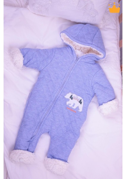Babyhola Velsoft Tulum Kız Erkek Bebek Çocuk Kapüşonlu Kapitone Kışlık Dış Tulum 12519