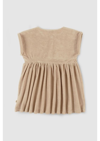 Kısa Kollu Plaj Elbise Bej Organik Pamuk modelleri