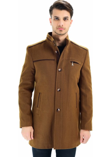 Palto Yün ve Polyester Karışımı Uzun Kol Midi Erkek Kaban Düz Desen modelleri