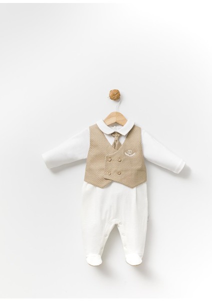 Babyhola Yelekli Kravatlı Erkek Bebek Patikli Tulum 13852