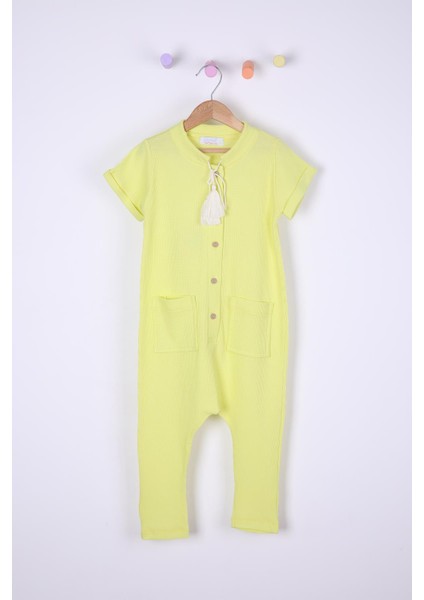 Babyhola Kız Erkek Çocuk Casual Gofre Tulum 1706