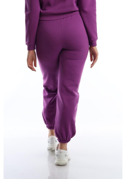 Kadın 3 Iplik Şardonlu Paça Lastikli Eşofman Altı Mor indirimleri