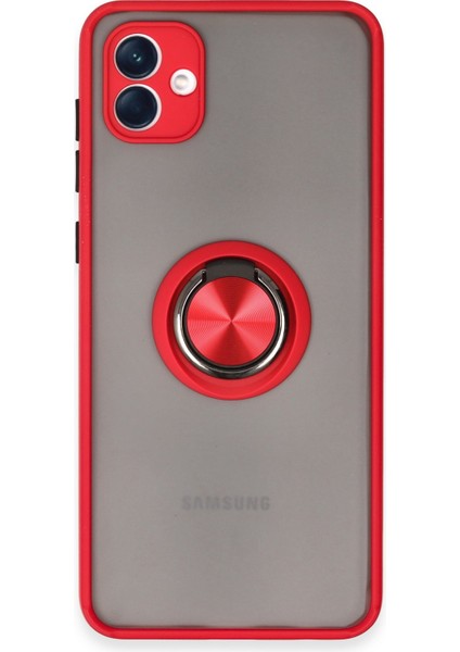 Samsung Galaxy A04 Kılıf Montreal Yüzüklü Silikon Kapak - Kırmızı 300099