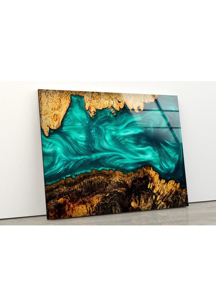 Mavi Epoksi Temperli Cam Duvar Tablosu fiyatları