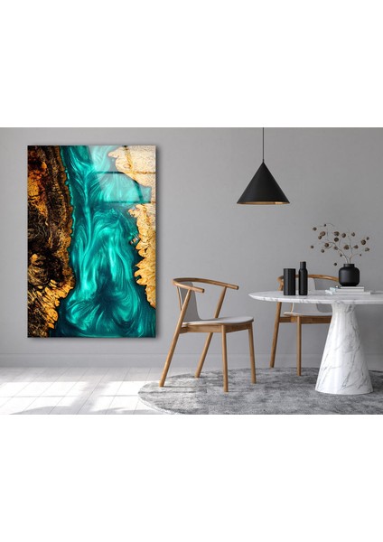 Mavi Epoksi Temperli Cam Duvar Tablosu modelleri