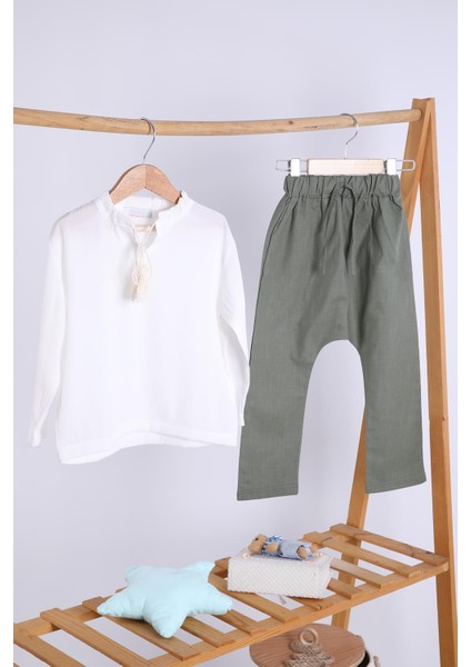 Babyhola Pamuk Bluz Keten Pantolon Kız Çocuk Salaş Takım 1112