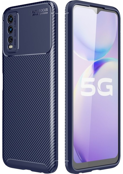 Vivo Y11S Kılıf Focus Karbon Silikon - Lacivert 300099
