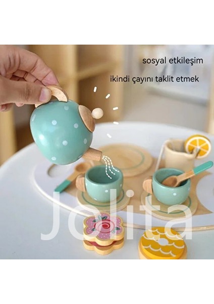 Çocuk Taklit Çay Seti 15 Parça Ahşap Oyuncak (Yurt Dışından) fiyatları
