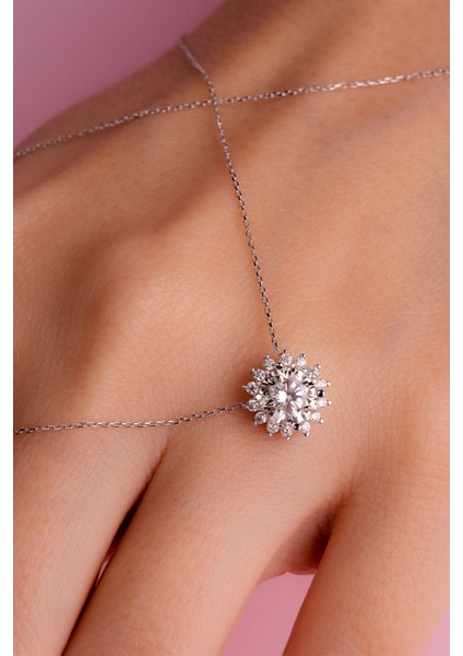 14 Ayar Sarı Altın Sertifikalı Premium Created Taşlı Tektaş Kolye modelleri