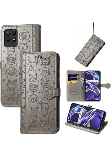 Realme 8i Kısa Kayış Karikatür Hayvanlar Için Kılıf Darbeye Kapak Kılıfı (Yurt Dışından)