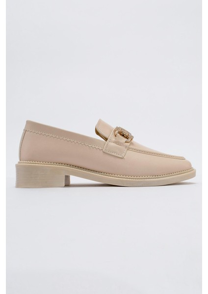 Kaydırmaz Kadın Taşlı Tokalı Loafer Ayakkabı TEN CİLT fiyatları