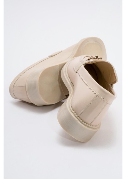 Kaydırmaz Kadın Taşlı Tokalı Loafer Ayakkabı TEN CİLT fırsatları