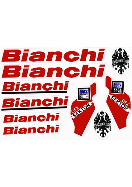 Bianchi Bisiklet Sticker Etiket Seti Kırmızı A4