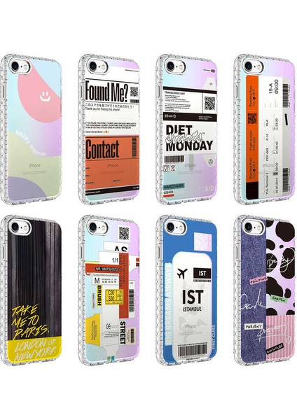 iPhone Se 2020 - Uyumlu Airbag Kenarlı Renkli Desenli Silikon Gkm Elegans Kapak-No1