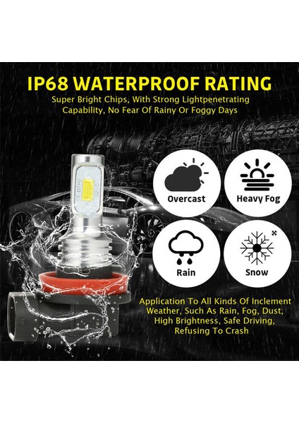 6x H11 H8 H16 80W 4000LM 3000K Sarı Teknoloji LED Sis Farları Ampuller Kiti (Yurt Dışından) fiyatları