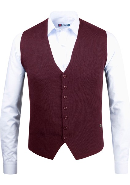 Erkek Düğmeli Spor / Klasik Triko Örme Kolsuz Yelek