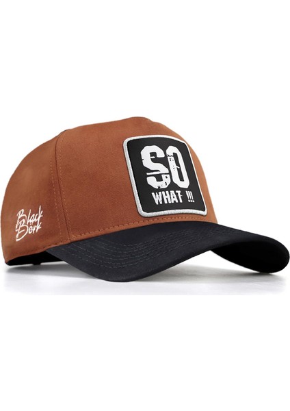 Black Börk Blackbörk V1 Baseball So What - 2 Kod Logolu Unisex Camel-Lacivert Siperli Şapka (Cap)