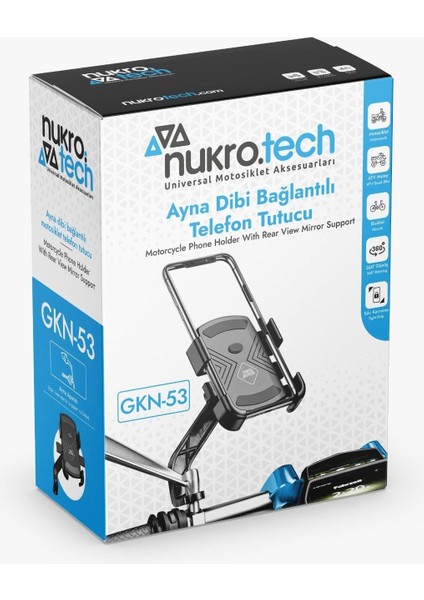 GKN53 Motosiklet Ayna Aparatlı Telefon Tutacağı