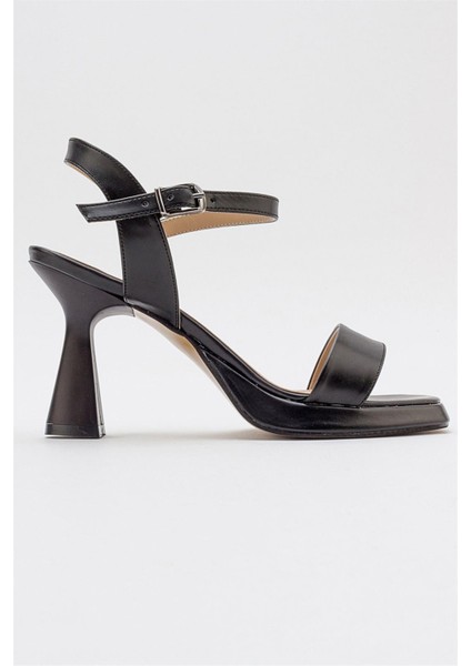 Tek Bantlı Platformlu Kadın Topuklu Sandalet Siyah Cilt fiyatları