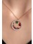 Klytk 05 4002 Uğur Böcekli- Yoncalı Zirkon Taşlı Rose 925 Ayar Gümüş Küpe-Kolye Takım 2