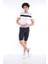 Lacivert Erkek Mikro Dalgıç Kumaş Baskılı Kısa Fitnes Tayt B1130 1