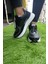 Beyaz-Siyah Kadın Sneaker Yumuşak Yüksek Taban Bağcıklı Spor Ayakkabı AY0004 5