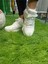 Beyaz-Yeşil Kadın Sneaker Yumuşak Yüksek Taban Bağcıklı Spor Ayakkabı AY0005 2