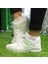 Beyaz-Yeşil Kadın Sneaker Yumuşak Yüksek Taban Bağcıklı Spor Ayakkabı AY0005 4