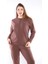 Kahve Battal Beden 3 İplik Nefes Alabilen Spor Sweat Eşofman Takımı A3052 1