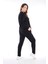 Siyah Battal Beden 3 İplik Nefes Alabilen Spor Sweat Eşofman Takımı A3052 3