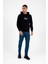 Siyah Erkek Slimfit Cepli 2 Iplik 4 Mevsim Kapüşonlu Spor Sweat 0949 1