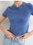 Crop Tişört Soluk Efektli Kısa Kollu Bisiklet Yaka Slim Fit Pamuklu 5