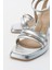 Çapraz Bantlı Platformlu Kadın Topuklu Sandalet GÜMÜŞ ZRA 3