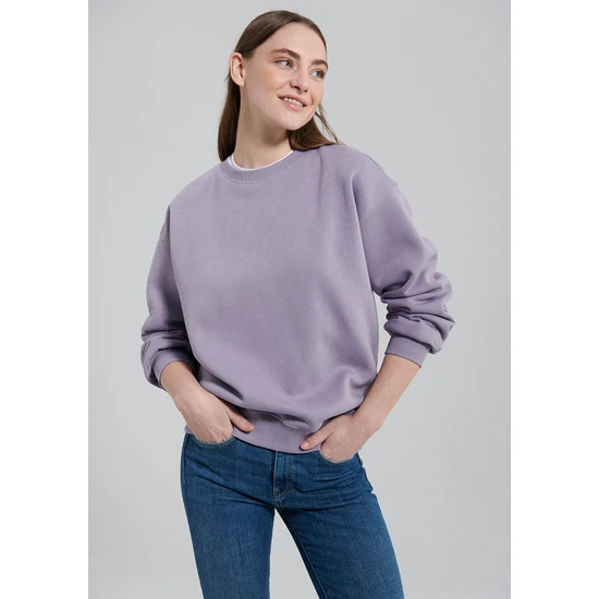 Mavi Bisiklet Yaka Lila Basic Sweatshirt 1610198-70556