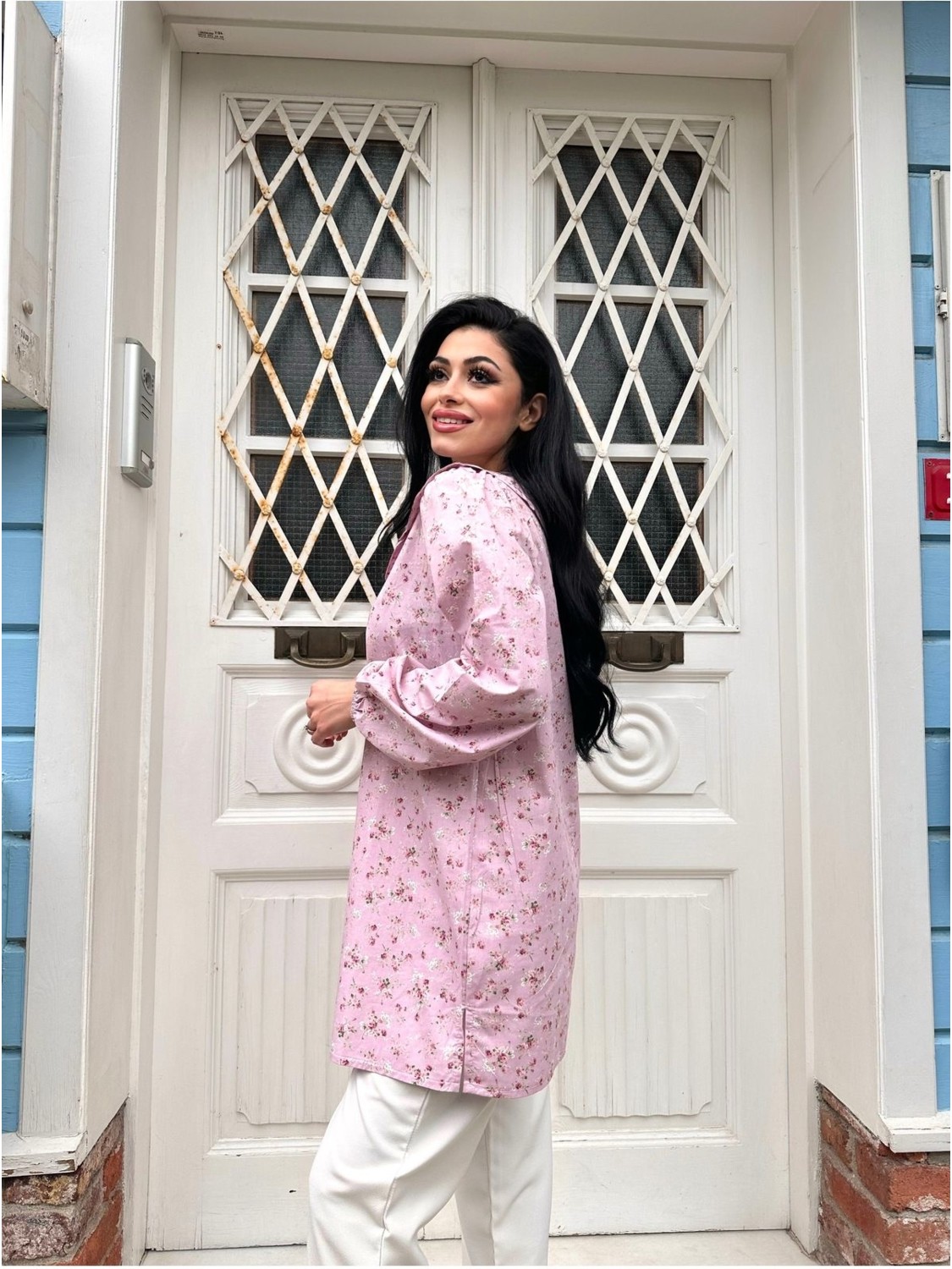 Küçüğüm Butik Çiçekli Poplin Bebe Yaka Uzun Tunik görsel 7