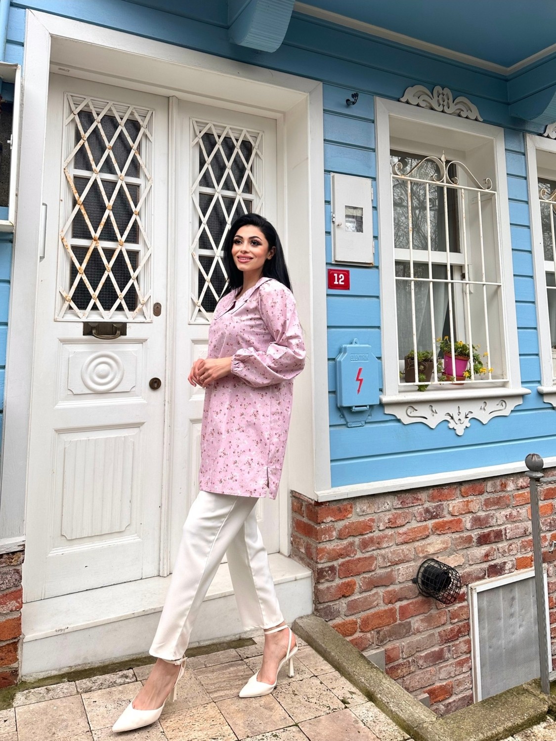 Küçüğüm Butik Çiçekli Poplin Bebe Yaka Uzun Tunik görsel 8