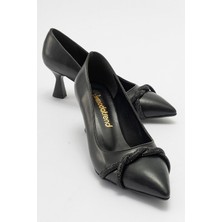 Ccway Çapraz Taşlı Kadın Stiletto Ayakkabı SİYAH CİLT SİYAH