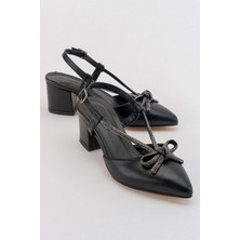 Ccway Fiyonk Taşlı Kadın Topuklu Sandalet SİYAH CİLT