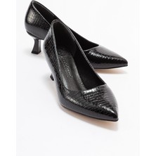 Ccway Kadın Stiletto Ayakkabı SİYAH KROKO
