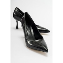 Ccway Kadın Stiletto Ayakkabı SİYAH KROKO