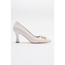 Ccway Kadın Sivri Burunlu Stiletto Beyaz Prada