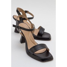 Ccway Tek Bantlı Platformlu Kadın Topuklu Sandalet SİYAH CİLT