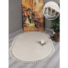 My Evilla Modern Dekoratif Kaymaz Taban Rabbit Oval Örgü Saçaklı