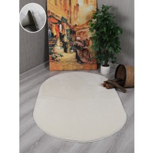 My Evilla Modern Dekoratif Kaymaz Taban Rabbit Oval Halı Yolluk