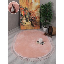 My Evilla Modern Dekoratif Kaymaz Taban Rabbit Oval Örgü Saçaklı